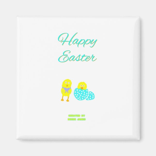 Easter Hatchlings 2 Inch Square Magnet (Front)