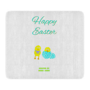 Easter Hatchlings Glass Cutting Board