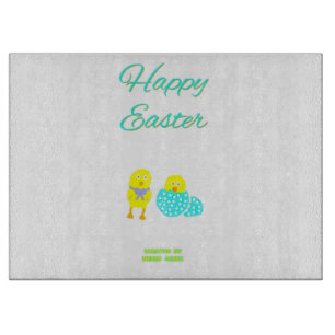 Easter Hatchlings Glass Cutting Board