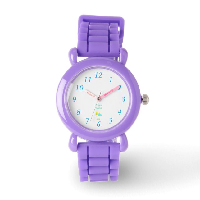 Easter Hatchlings Kids Red Glitter Strap Watch (Front)