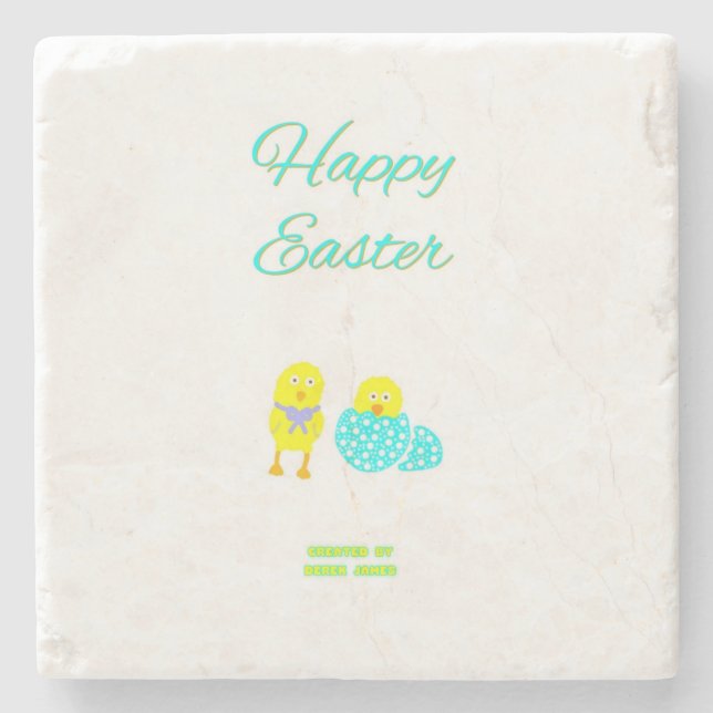 Easter Hatchlings Marble Stone Coaster (Front)