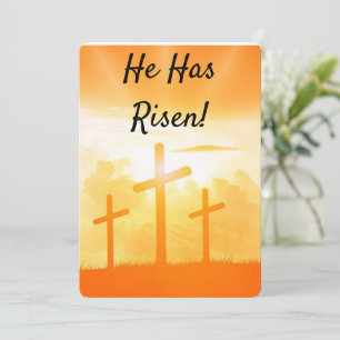 Easter He Has Risen Flat Holiday Card 3 Crosses