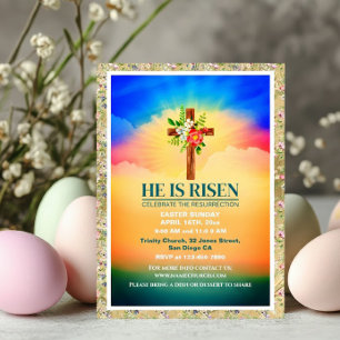 EASTER He Is Risen CHURCH SERVICES Customised Announcement