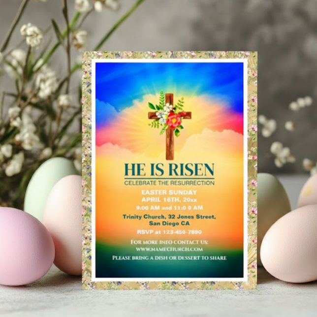 EASTER He Is Risen CHURCH SERVICES Customized Announcement (Creator Uploaded)