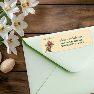 Easter “He is Risen” Floral Cross Label Return Address Label