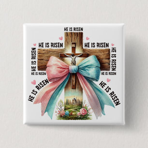 Easter He is risen Jesus Christ Ressurection 15 Cm Square Badge