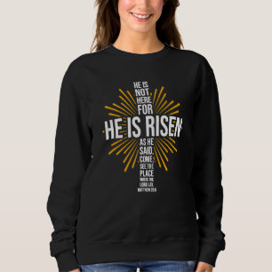 Easter He Is Risen Jesus Cross Christian Faith Bib Sweatshirt