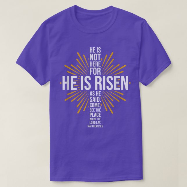Easter He is Risen Jesus Cross Christian Faith Bib T-Shirt (Design Front)