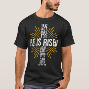 Easter He is Risen Jesus Cross Christian Faith Bib T-Shirt