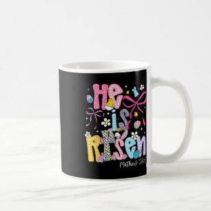 Easter He Is Risen Matthew 286 Coquette Bow Girl W Coffee Mug