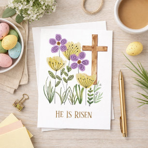 Easter He Is Risen Pretty Floral Card