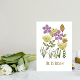 Easter He Is Risen Pretty Floral Card