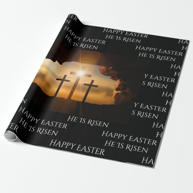 Easter He is Risen _three crosses Wrapping Paper (Unrolled)