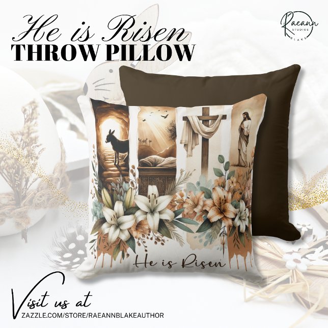 Easter "He is Risen" Throw Pillow (Creator Uploaded)