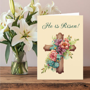 Easter “He is Risen” with customisable interior Holiday Card