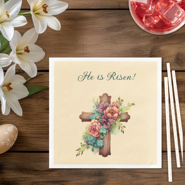 Easter “He is Risen” with customisable interior Napkin (Creator Uploaded)