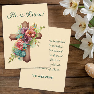 Easter “He is Risen” with customisable text Holiday Card