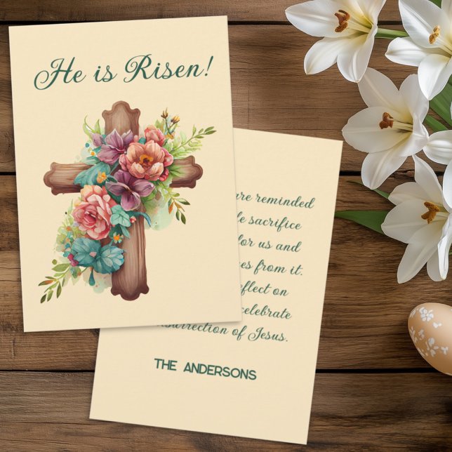 Easter “He is Risen” with customisable text Holiday Card (Creator Uploaded)
