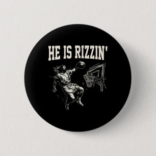 Easter He Is Rizzin Christian Religious Boys Kids 6 Cm Round Badge