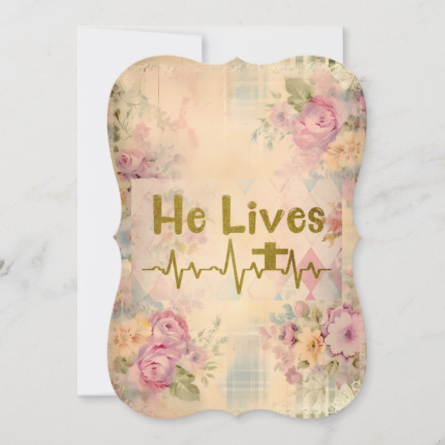 Easter He Lives Vintage Inspired Christian Holiday Card (Front)