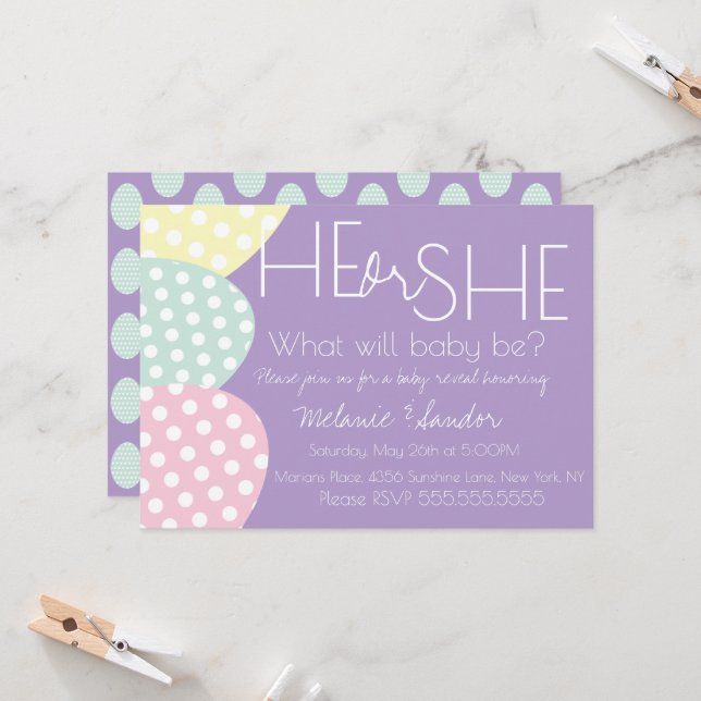 Easter He or She Baby Reveal Baby Shower Invitation (Front/Back In Situ)