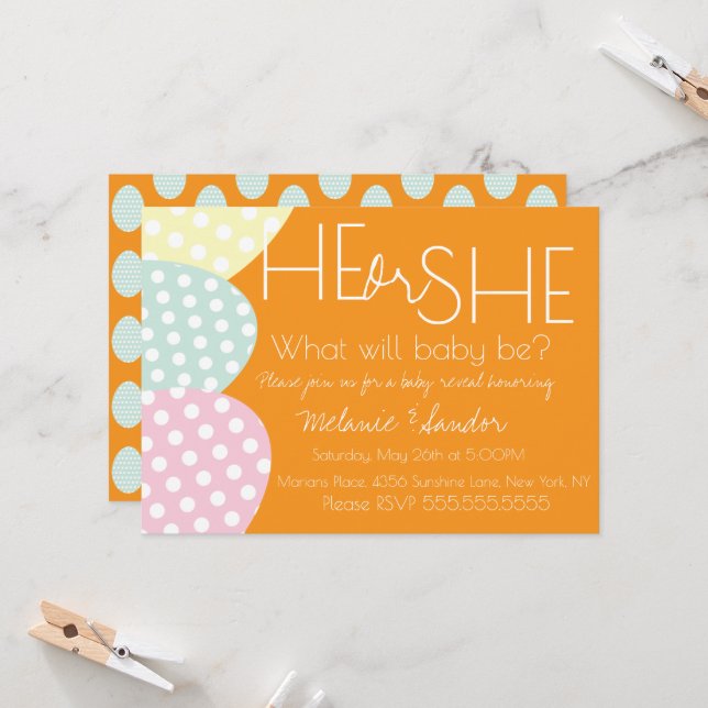 Easter He or She Baby Reveal Baby Shower Invitation (Front/Back In Situ)