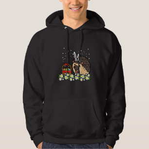 Easter Hedgehog Bunny Eggs On Flowers Cute Women G Hoodie