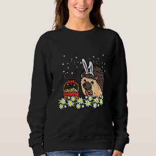 Easter Hedgehog Bunny Eggs On Flowers Cute Women G Sweatshirt