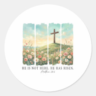 Easter He's Not Here He Has Risen Matthew 286 Bibl Classic Round Sticker