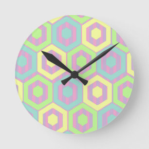 Easter Hexagons  Round Clock
