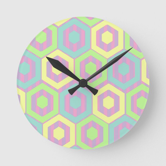Easter Hexagons  Round Clock (Front)