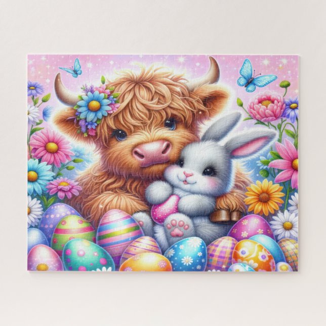 Easter Highland Cow Jigsaw Puzzle (Horizontal)