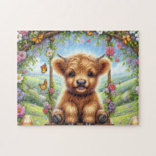 Easter Highland Cow Jigsaw Puzzle