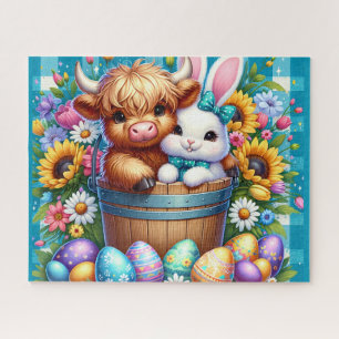 Easter Highland Cow Jigsaw Puzzle