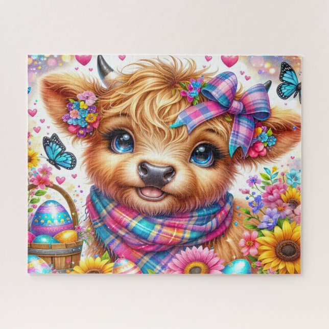 Easter Highland Cow Jigsaw Puzzle (Horizontal)