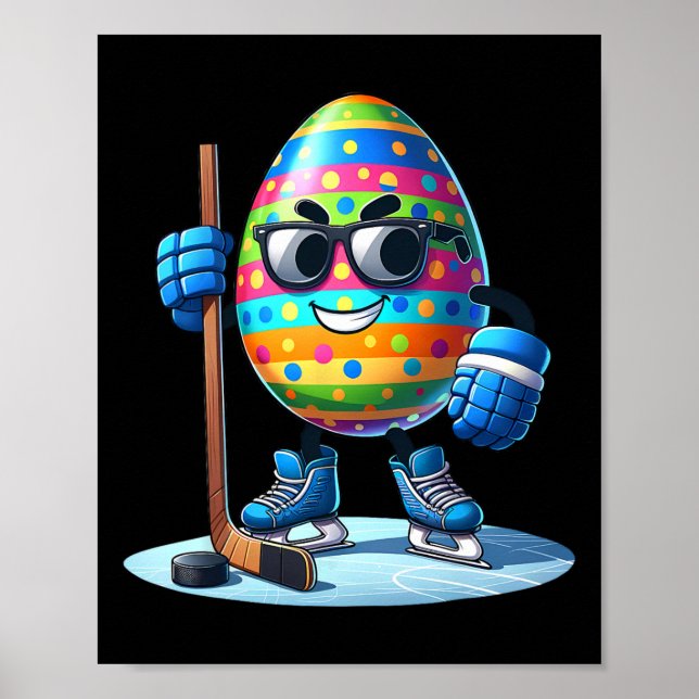 Easter Hockey Lovers Eggs Egg Bunny Rabbits Men Wo Poster (Front)