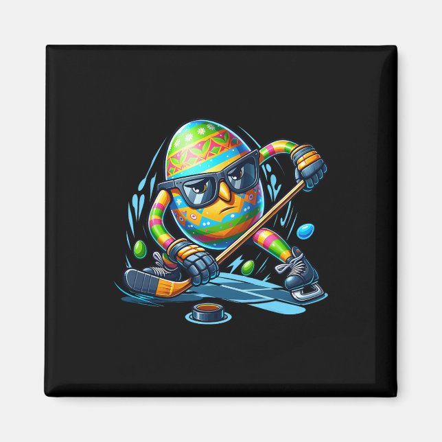 Easter Hockey Player Eggs Egg Bunny Rabbits Men Wo Magnet (Front)