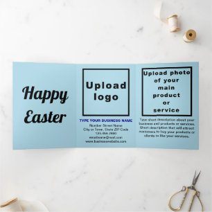 Easter Holiday Business Light Blue Tri-Fold Holiday Card