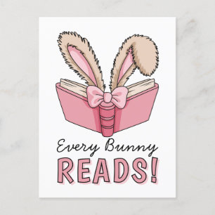 Easter Holiday Cute Reading Bunny Book Lover Postcard