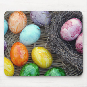 Easter holiday painted eggs nest yellow egg  mouse pad