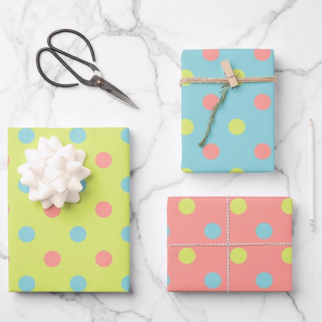 Easter Holiday Polka Dot Pattern Collection Wrapping Paper Sheet (Front)