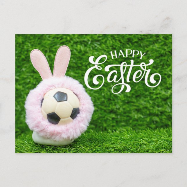 Easter Holiday with Soccer ball Easter Bunny  Postcard (Front)