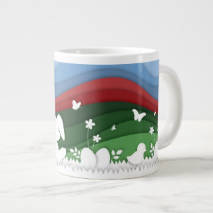 Easter holidays 3d paper animals large coffee mug