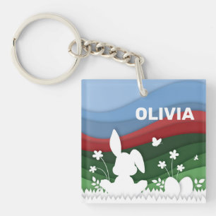 Easter holidays cute cartoon custom name key ring