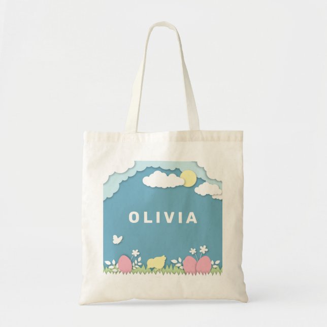 Easter holidays egg hunt in spring nature tote bag (Front)