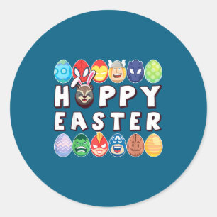 Easter hoppy easter group eggs Easter hoppy easter Classic Round Sticker