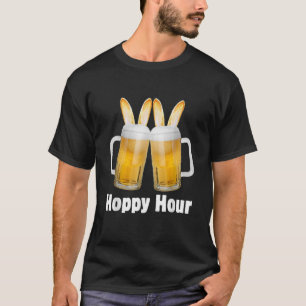 Easter Hoppy Happy Hour Bunny Ears Funny Dad Team T-Shirt