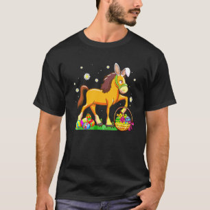 Easter Horse Bunny Ears Eggs Hunting Basket Girls T-Shirt