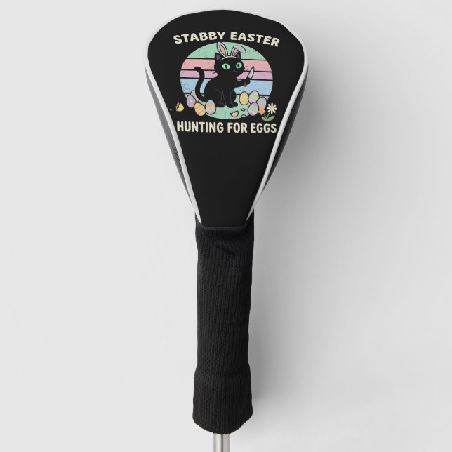 Easter Hunting For Eggs Funny Cat Golf Head Cover (Front)