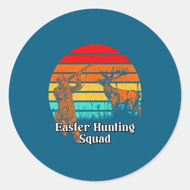 Easter Hunting Squad Seeking Animals Classic Round Sticker (Front)